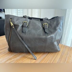 Women's Leather Hobo Tote Bag in Dark Gray - Stylish Everyday Carry